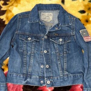 Polo by Ralph Lauren Kids Blue Denim Jean Jacket with Flag Patch